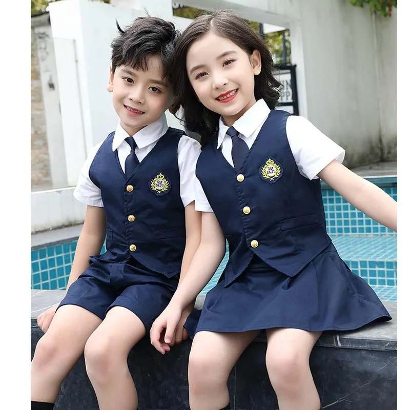 Đồng phục áo gile học sinh phối sơ mi và cà vạt thanh lịch