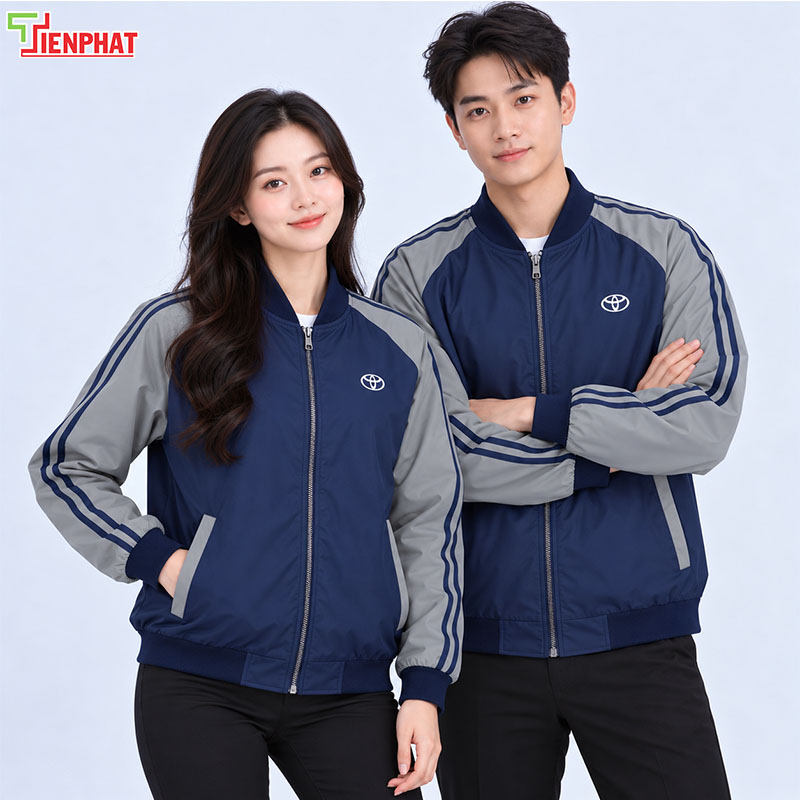 Áo bomber đồng phục vải dù phối màu theo yêu cầu cho doanh nghiệp