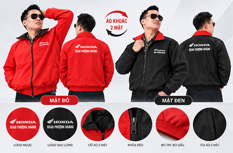Mẫu áo khoác đồng phục 2 mặt với form dáng phù hợp nhiều vóc dáng